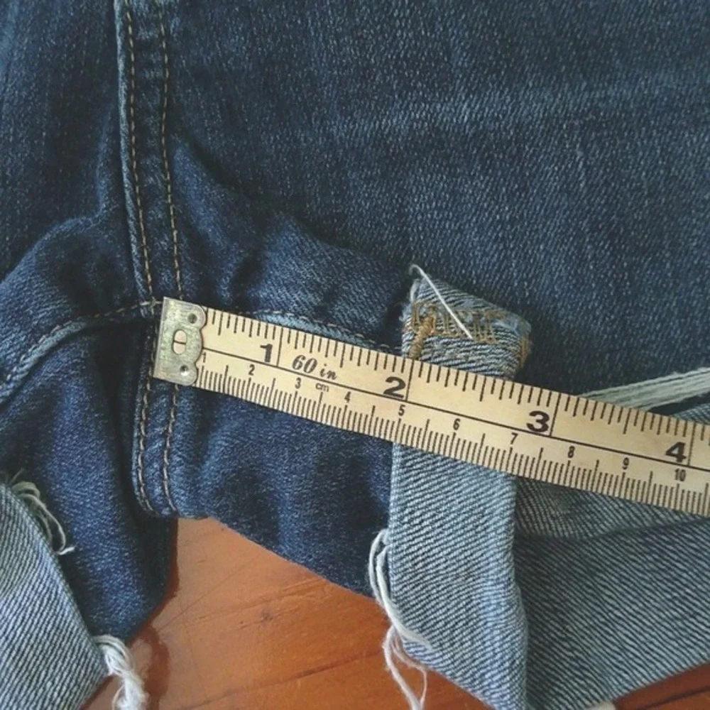 Paige Womens‎ Size 27 Blue Cuffed Denim Shorts Medium Wash Distressed